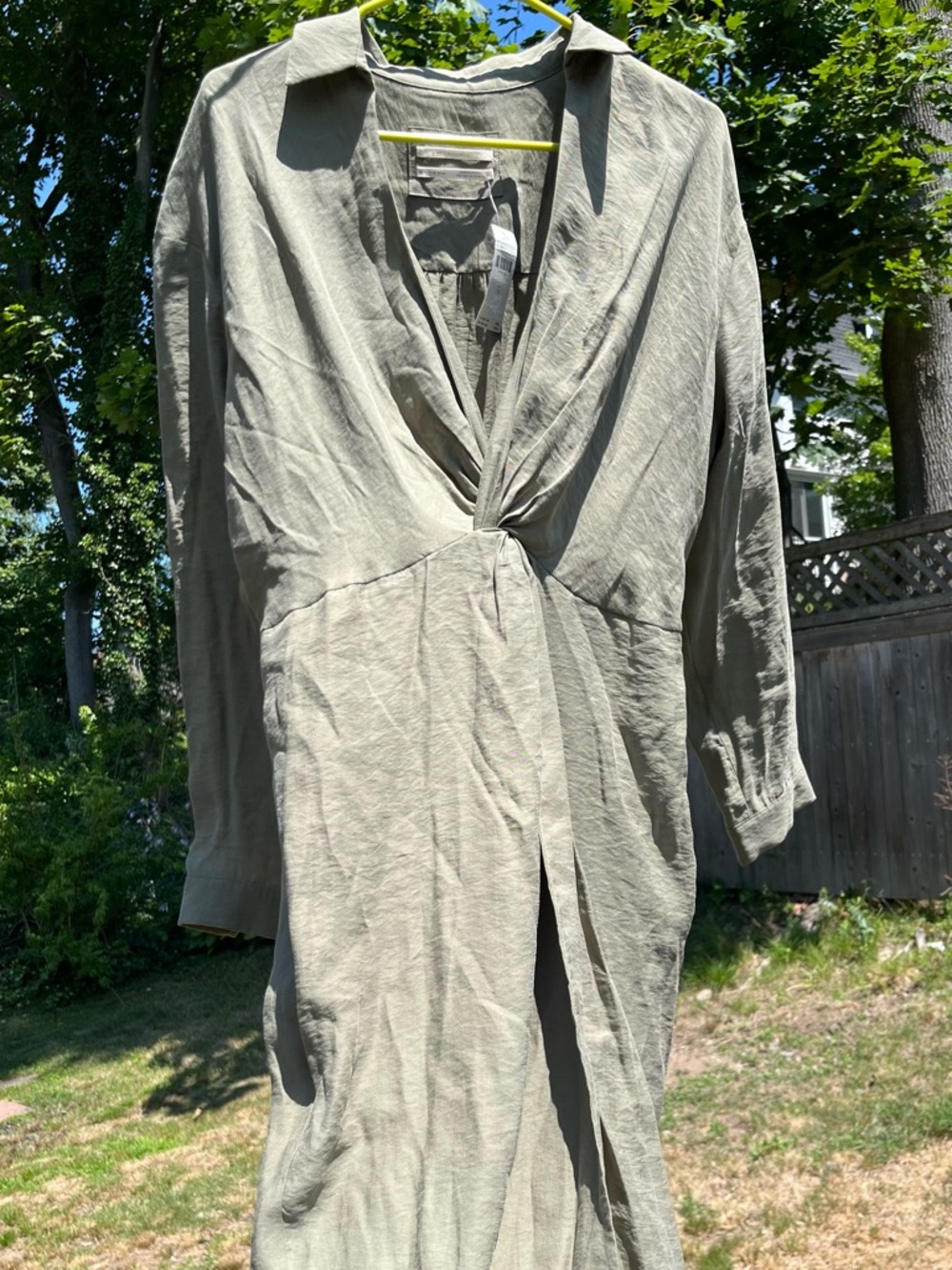 NWT Anthropologie Graziella Twist-Waist Shirt women's Dress 12 Olive /Moss Green